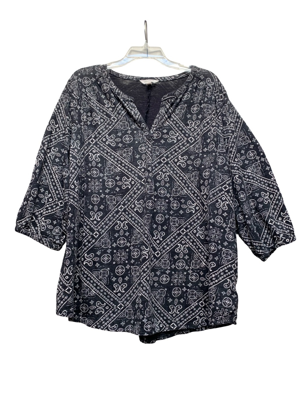 Lucky Brand Navy and White Bandana Print Tunic